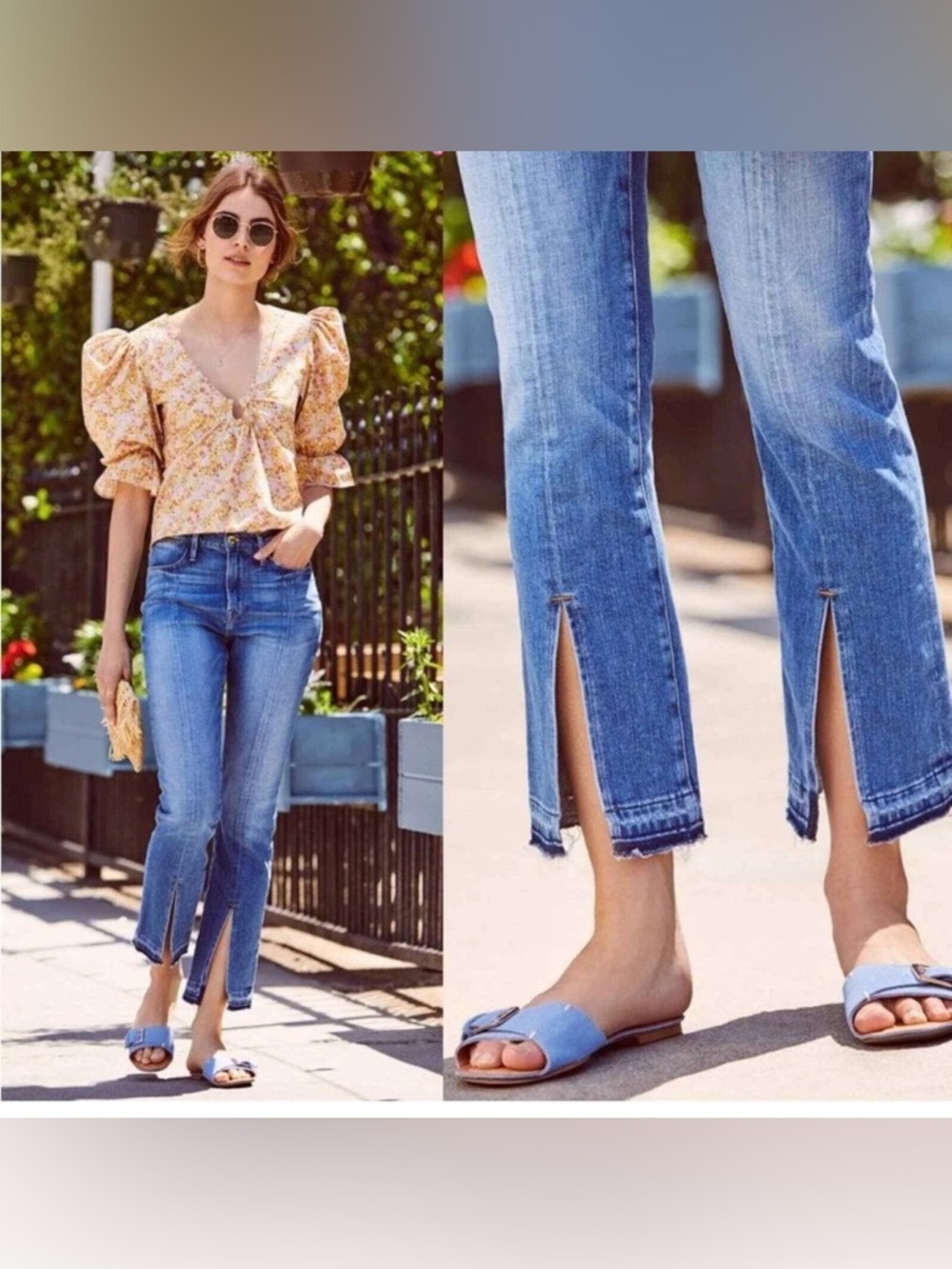 Frame Denim Le Nouveau Cotton Straight-Leg Sheffield Raw Split-Hem Jeans Size 28